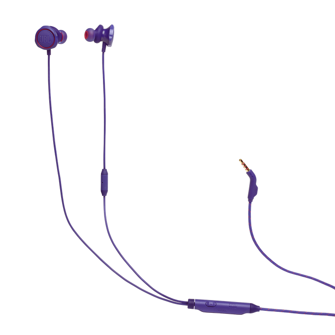 JBL Quantum 50 - Purple - Wired in-ear gaming headset with volume slider and mic mute - Hero image number null